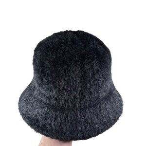 Faux Fur Black Bucket Hat